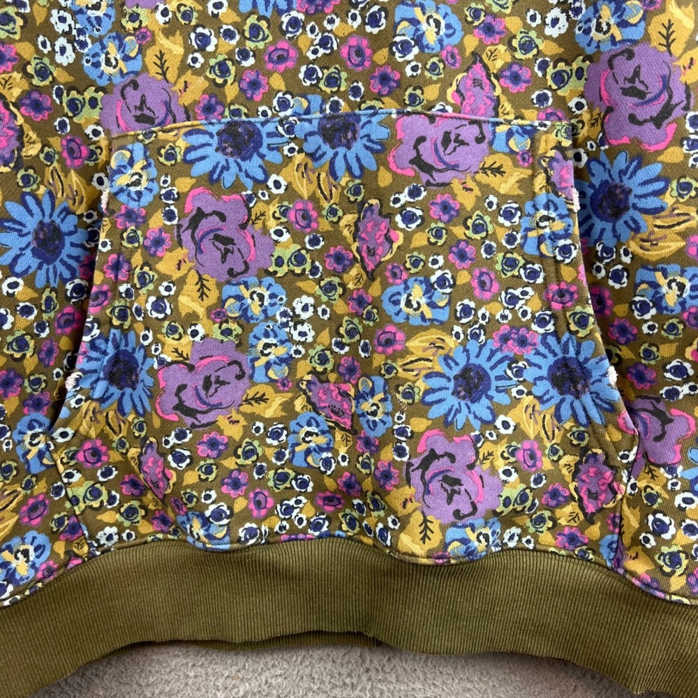 Natural Life Floral Hoodie Oversized Pullover Blue Purple Green S/M - Picture 5 of 12